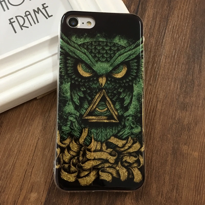 Kerzzil Bling блестящие Лев и Совы чехол для iPhone 7 6 S Plus телефон Жесткий животных задняя