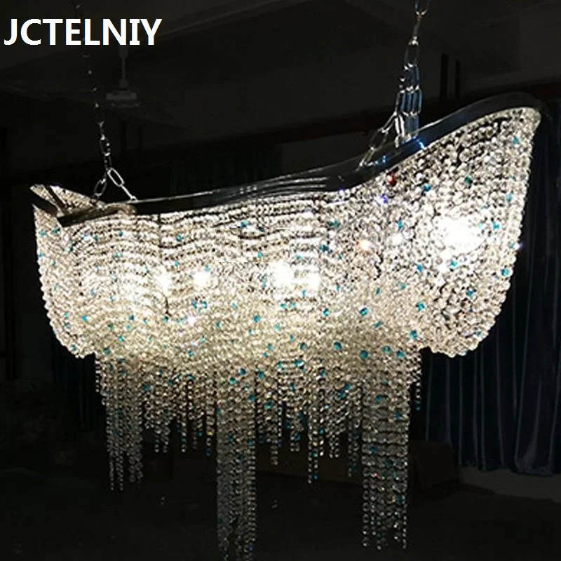 Новая роскошная хрустальная люстра, лампа с цепочкой для гостиной, светодиодный светильник для украшения дома, освещение для виллы, отеля, L120cm