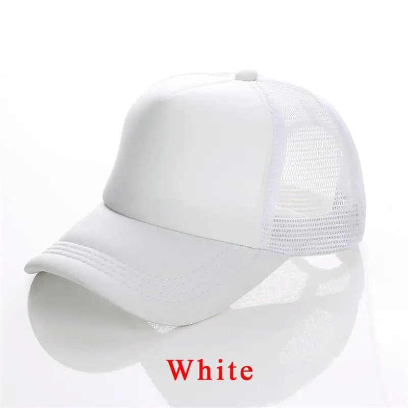 White Заводские обычные бейсболки бесплатно DIY персональный дизайн логотип изображения текст для взрослых и детей ребенок без рисунка, с сеткой Кепка-бейсболка кепка для мужчин и женщин - Цвет: White
