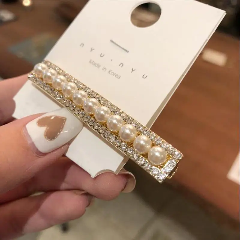 Заколка Стразы в Корейском стиле с изображением жемчуга Шпилька для волос новым