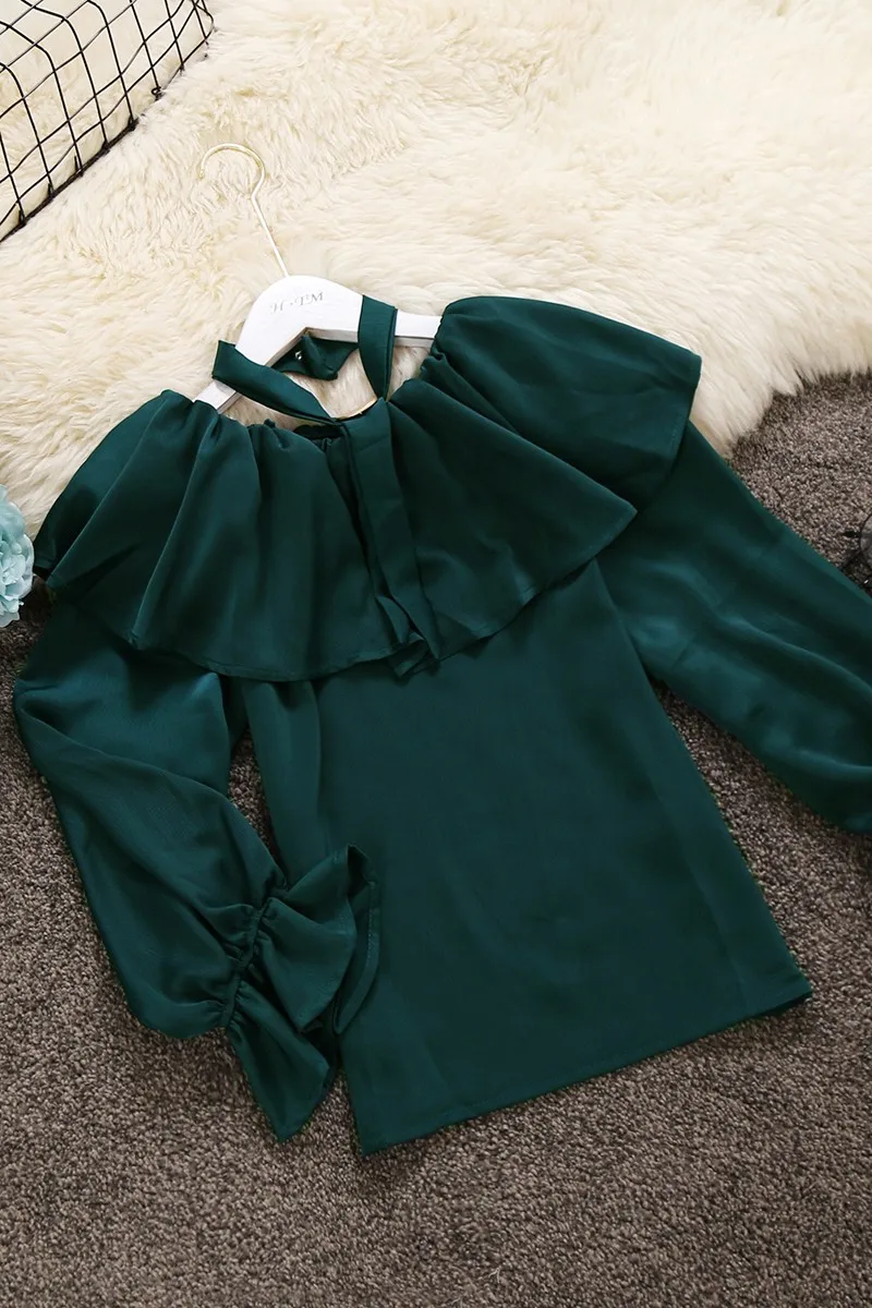 Женская атласная блузка винтажная с одним воротником воротником-лодочкой