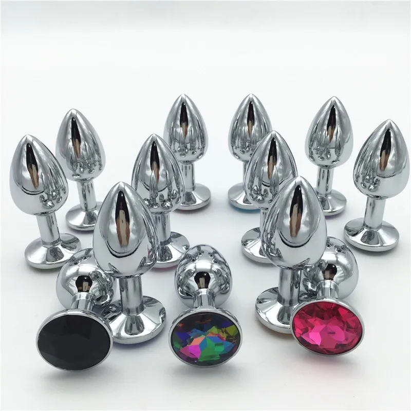 3 in one Adult Producs For Gay Men Women Metal Anal Plug Stainless Steel Butt Jeweled Large Medium Small Sex Toys | Красота и
