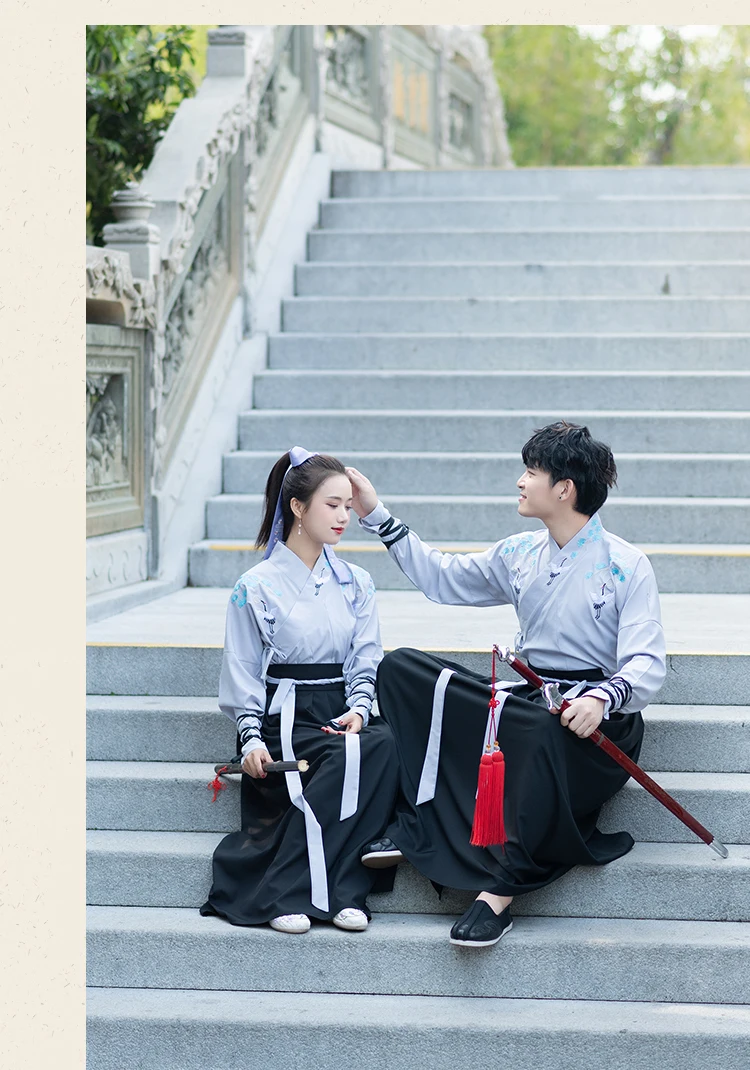 Hanfu древний китайский костюм кран Вышивка Топ для женщин Классическая Одежда для танцев для мужчин традиционный династии Тан шоу DNV11615