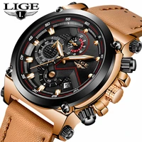 lige men sport watches top brand luxury casual quartz watch men genuine leather military waterproof wristwatch relogio masculino