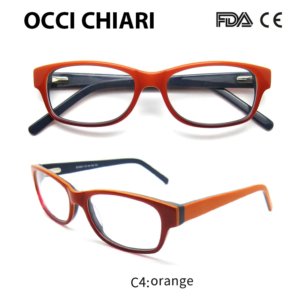 C3 orange OCCI CHIARI, новинка, Модный женский светильник с защитой от синих линз, ацетатные очки, оптические прозрачные женские оправы, очки, W-COCORO - Цвет оправы: C3 orange