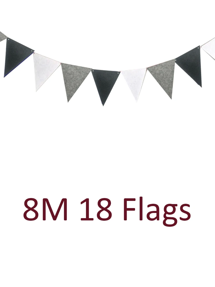 

8M 18flag Grey Black White Pennants Bunting Banner Wedding/Valentine's day/birthday party Flags Hang Garland Decoration Supplies