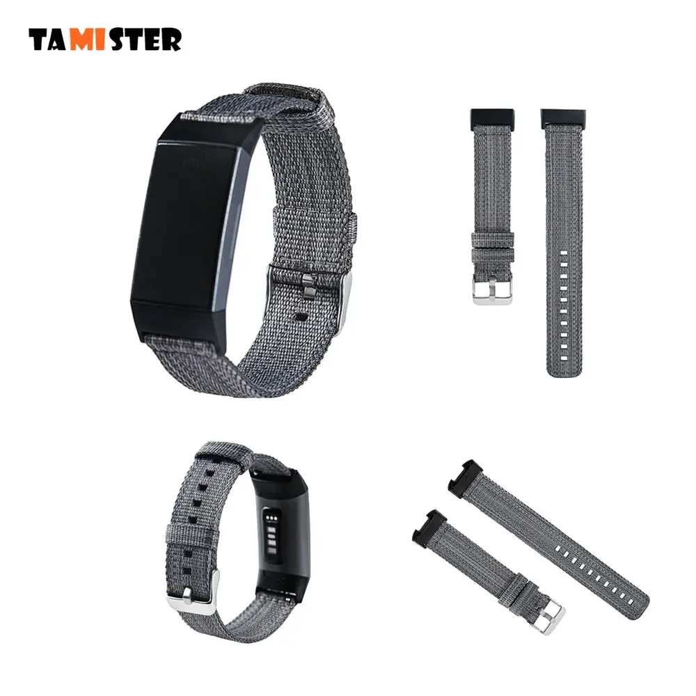 TAMISTER джинсовый дышащий ремешок цветной ремешок для Fitbit Charge 3 умный Браслет заменить Мужские t Band нейлон мужские женские умные часы