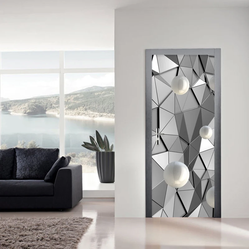 

Холст домашний декор геометрические фигуры дверные наклейки обновление ПВХ роспись Бумага Печать художественные картины самоклеящиеся во...