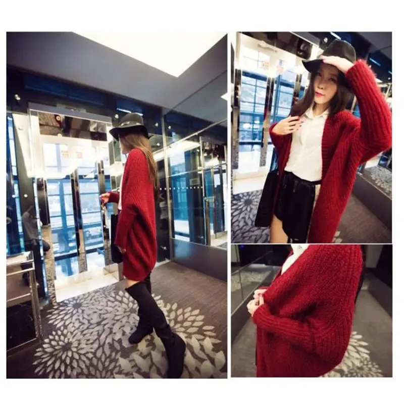 Autumn Sweater Women New Bat Sleeve Loose Large Size Fashion Jacket Female Long Knit Mohair Cardigan f1120 |