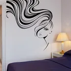 Длинные волосы девушка Наклейка на стену для парикмахерской красоты женская сексуальная женщина Фреска Парикмахерская стилист спа наклейка стрижка стены наклейки