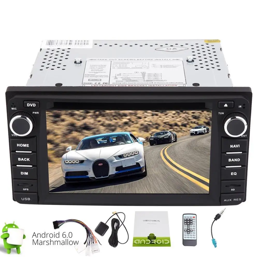 Android6.0 в тире двойной din dvd плеер quad core GPS навигации Bluetooth Радио Wi Fi - Цена: 17 211,24 руб.
