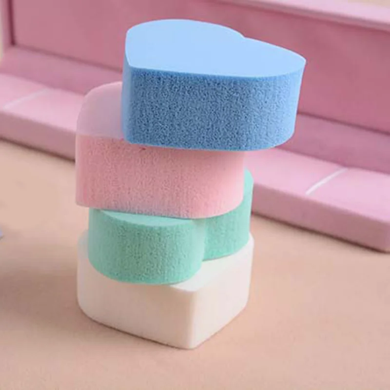 Hot sale 4pcs Heart Shapes Cosmetic Puff Facial Care Cleaning Washing Sponge Beauty Foundation Powder Face Smooth Makeup Tool |
