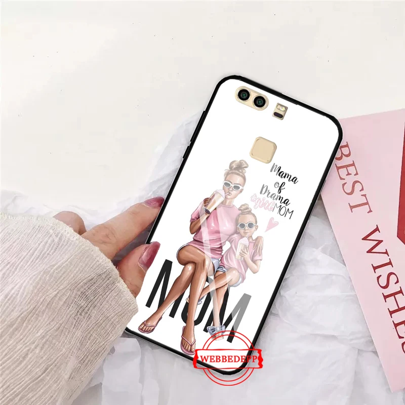 

Mom and baby Special Offer Luxury Glass Case for Huawei P10 lite P20 Pro P30 P Smart honor 7A 8X 9 10 Y6 Mate 20