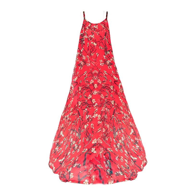 Летнее женское пляжное платье 2020 новое тонкое шифоновое с принтом богемное