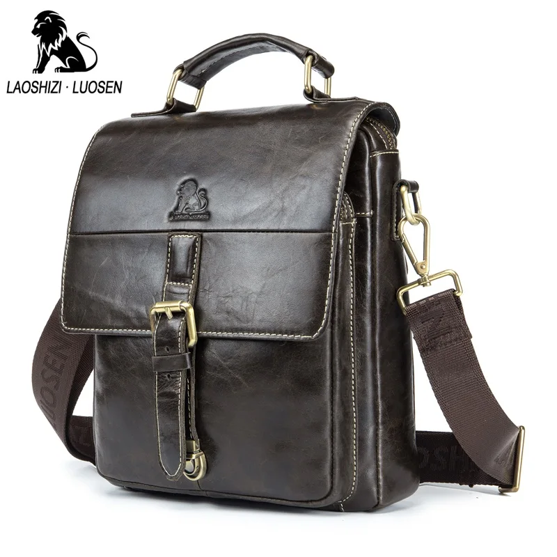 LAOSHIZI LUOSEN мужские сумки из натуральной кожи воловьей ретро через плечо деловые