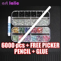 hot 6000 pcs x 2mm rhinestones gems for nail art decoration free picker pencil glue