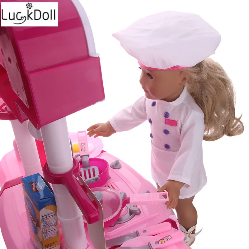 LUCKDOLL костюм шеф-повара и обувь подходит для 18 дюймов Американский 43 см детская