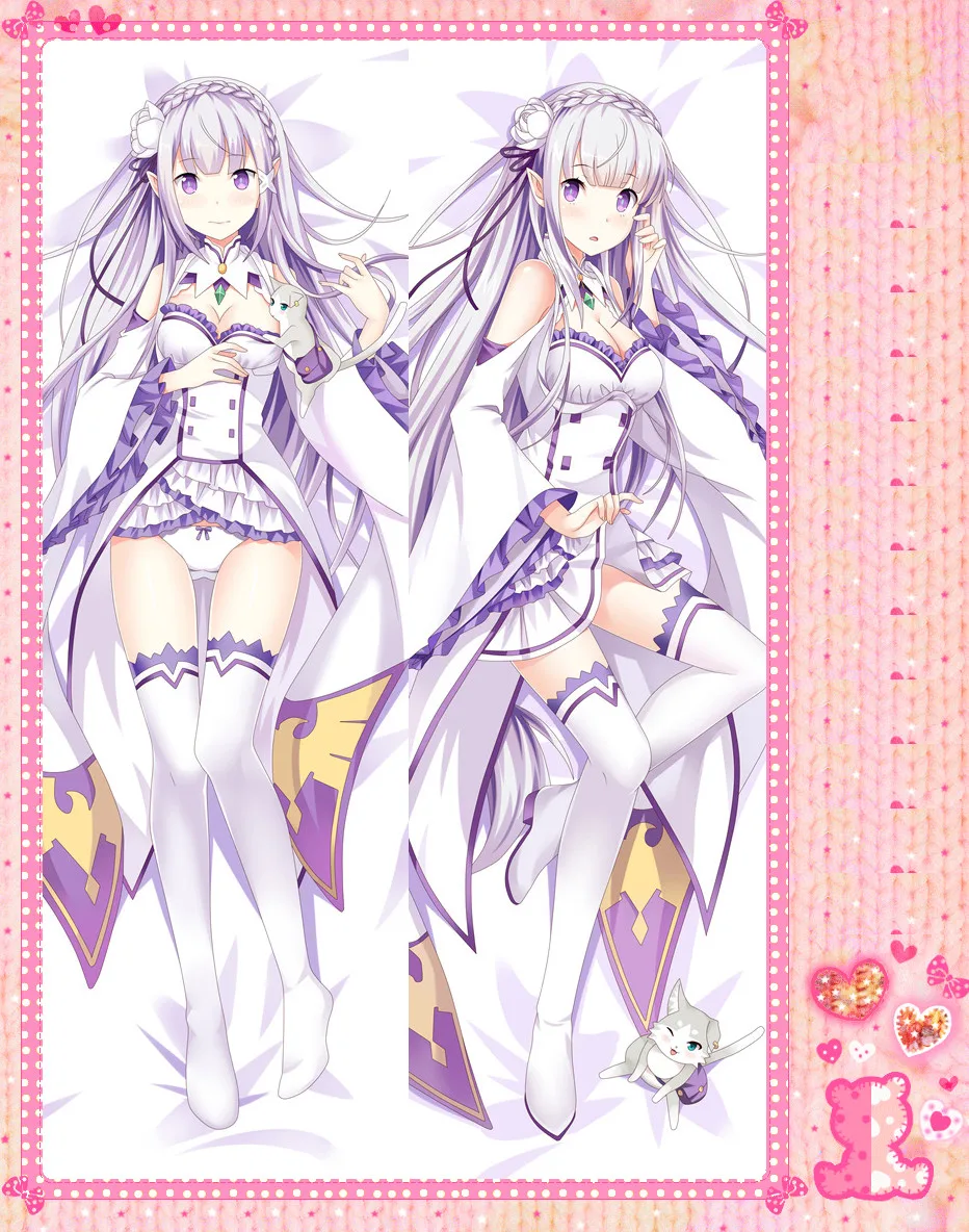 

Anime Cartoon Re:Zero kara Hajimeru Isekai Seikatsu Double-Sided Bolster Hugging Pillow Case Pillow Cover Pillowcase No.67012