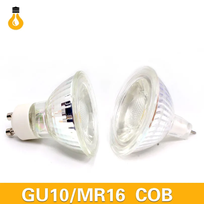 1 шт. класс A + 220 В MR16 GU10 12 Вт Светодиодная лампа термостойкая стеклянная COB
