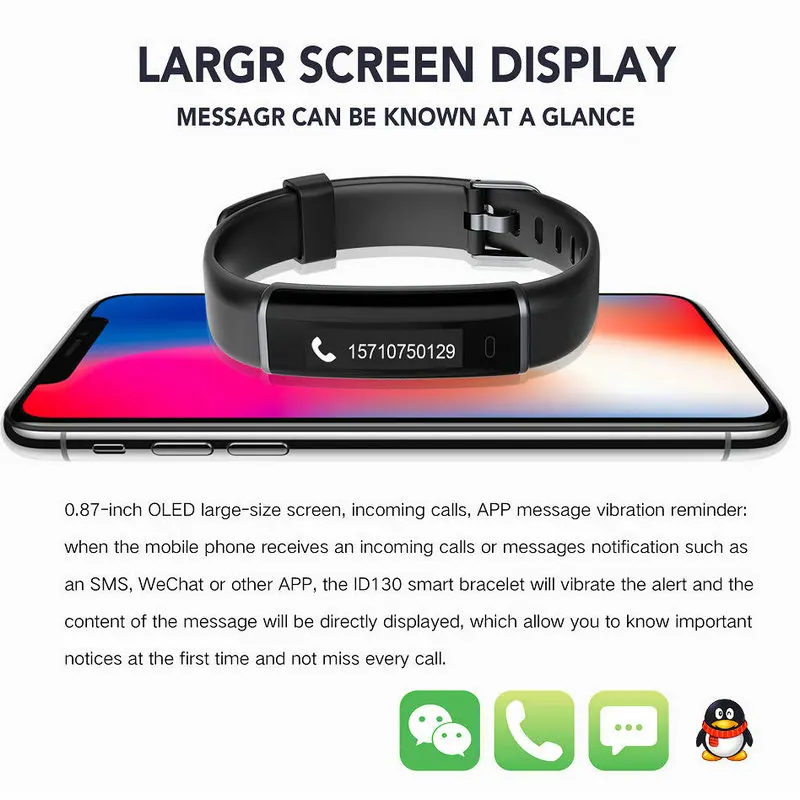 Оригинальный Смарт-браслет ID130 фитнес-трекер OLED экран Шагомер умный Браслет IP67
