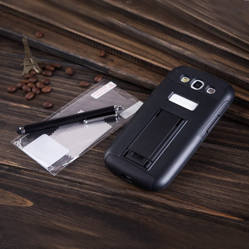 Hybrid Best Impact Dual Layer Silicone Case Cover For Samsung Galaxy S3 i9300 Stand Phone Cases Screen Protector Film Stylus |
