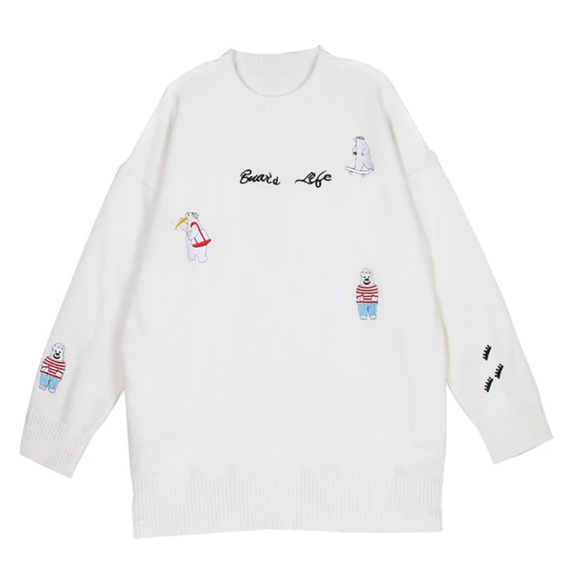 Осенние женские свитера уличная свободная водолазка вышивка Pulllovers женский милый