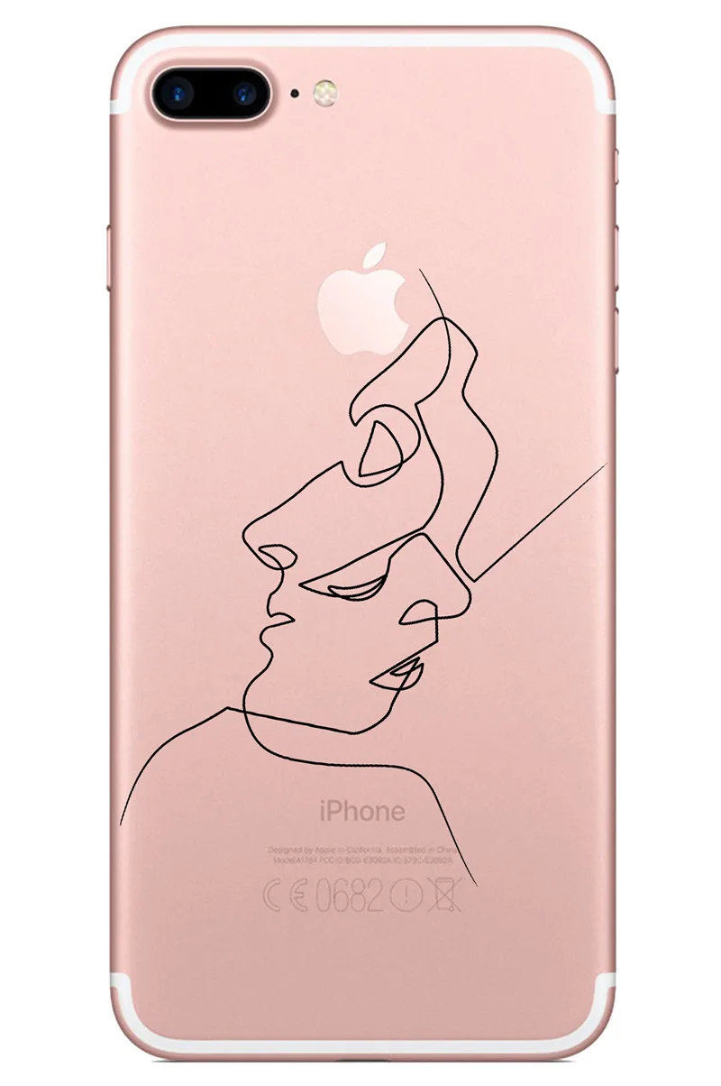 Art Lines human face Phone Cases For iphone 6 lcd 6s 7 X Transparent TPU soft marshall cover 8 plus case luxury PY04 |