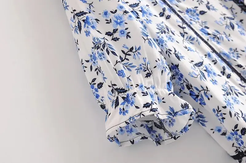 Дениска 2018 Для женщин с цветочным принтом Boho блузка Женский V шеи короткий рукав