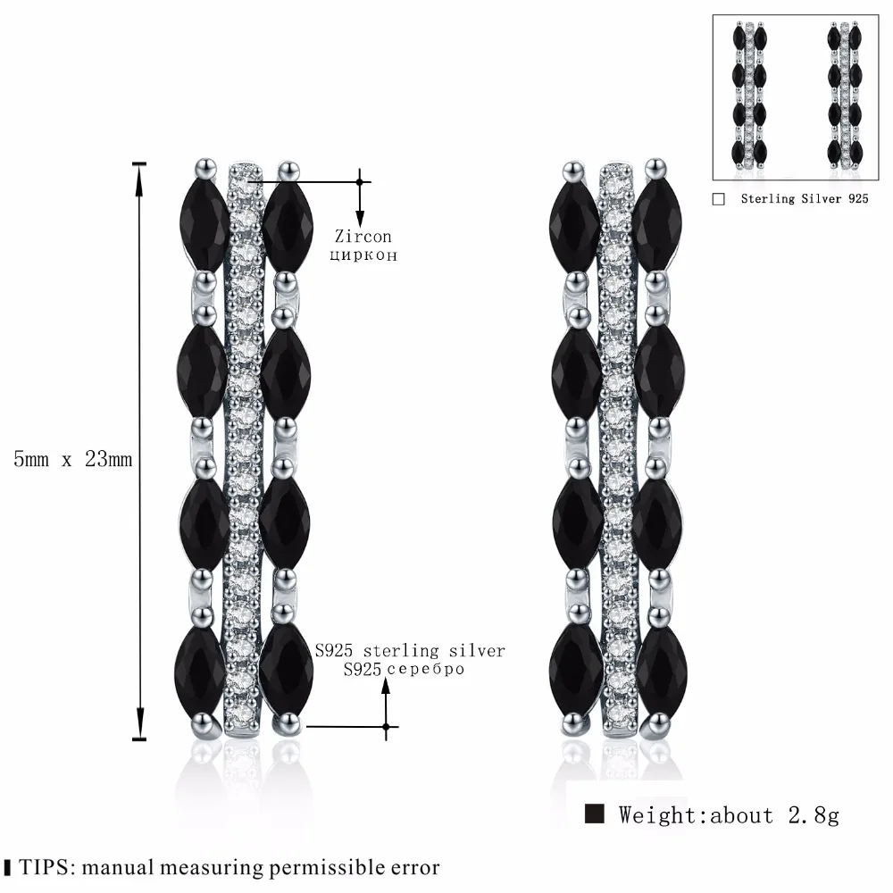 

Boucle D'Oreille Femme 2020 Cute 925 Sterling Silver Black Spinel Trendy Engagement Earrings for Women Fine Jewelry Bijoux I052