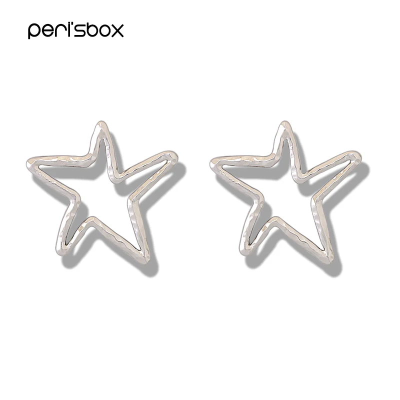 Женские серьги-кольца Peri'sBox шикарные золотистые/Серебристые геометрические