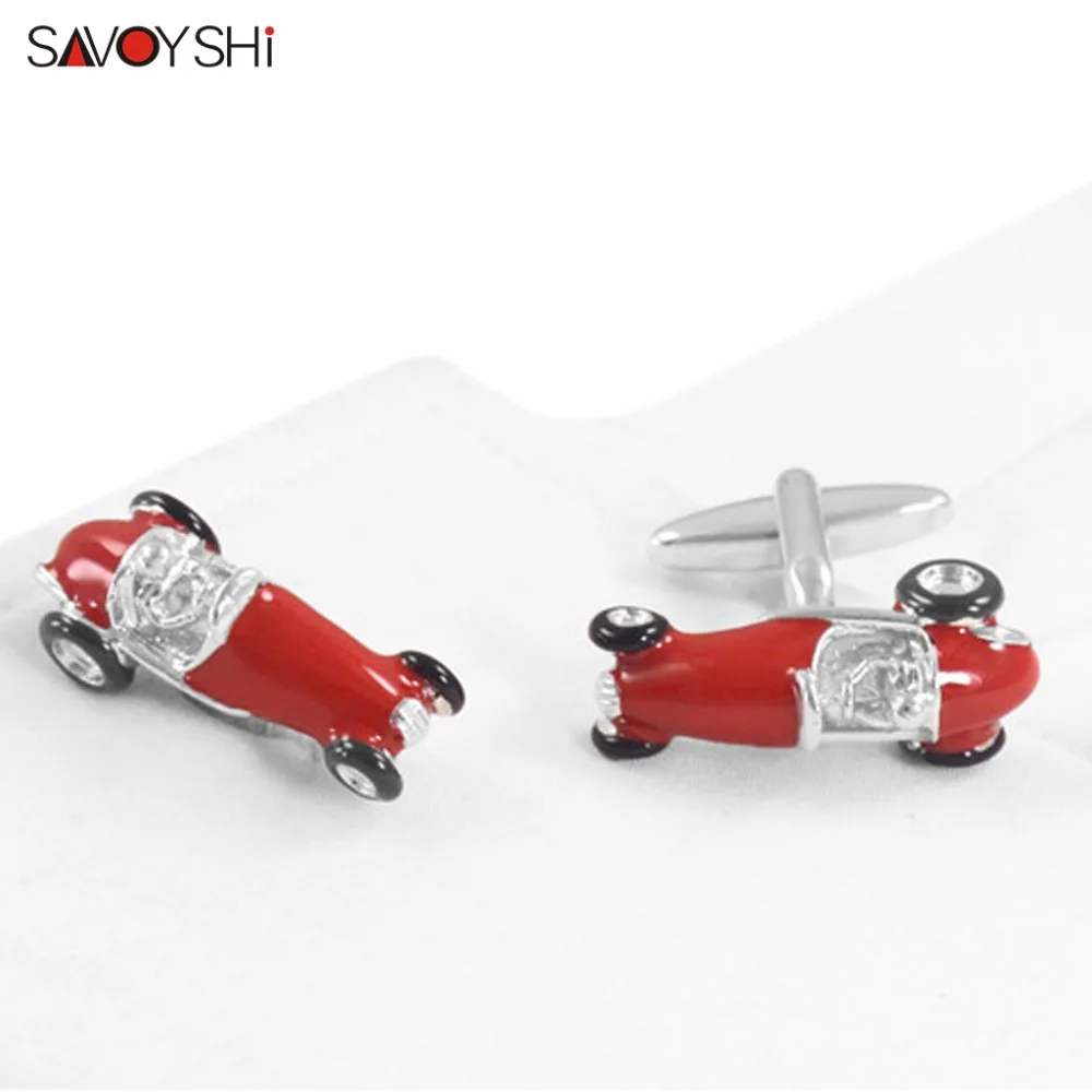SAVOYSHI модные гоночные модели запонки мужские запонки на рубашку Высокое качество Новинка красные, черные автомобиля запонки ювелирный бренд подарок