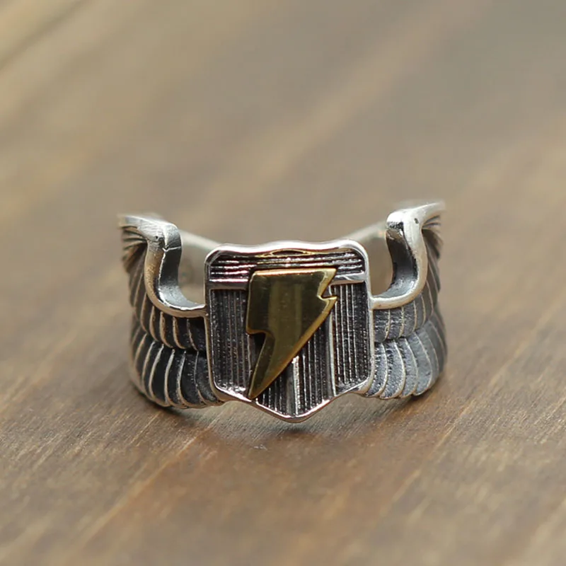 

Solid Silver 925 Mens Rings Wings Blade Male Cuff Band 100% Real 925 Sterling Silver Cool Jewelry Men Gothic Vintage Bijoux Gift