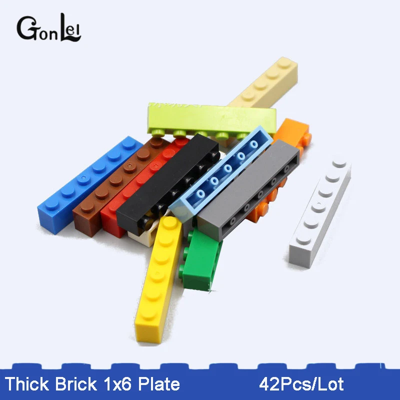 42 шт./лот Moc кирпич 1x6 (3h)* 3009 DIY просветленные Блоки Кирпичи совместимы с Rebrickable Technic