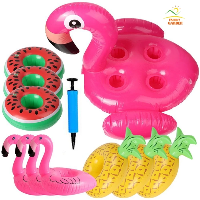 Надувной фламинго с 4 отверстиями подставка для чашки ананас арбуз плавательные
