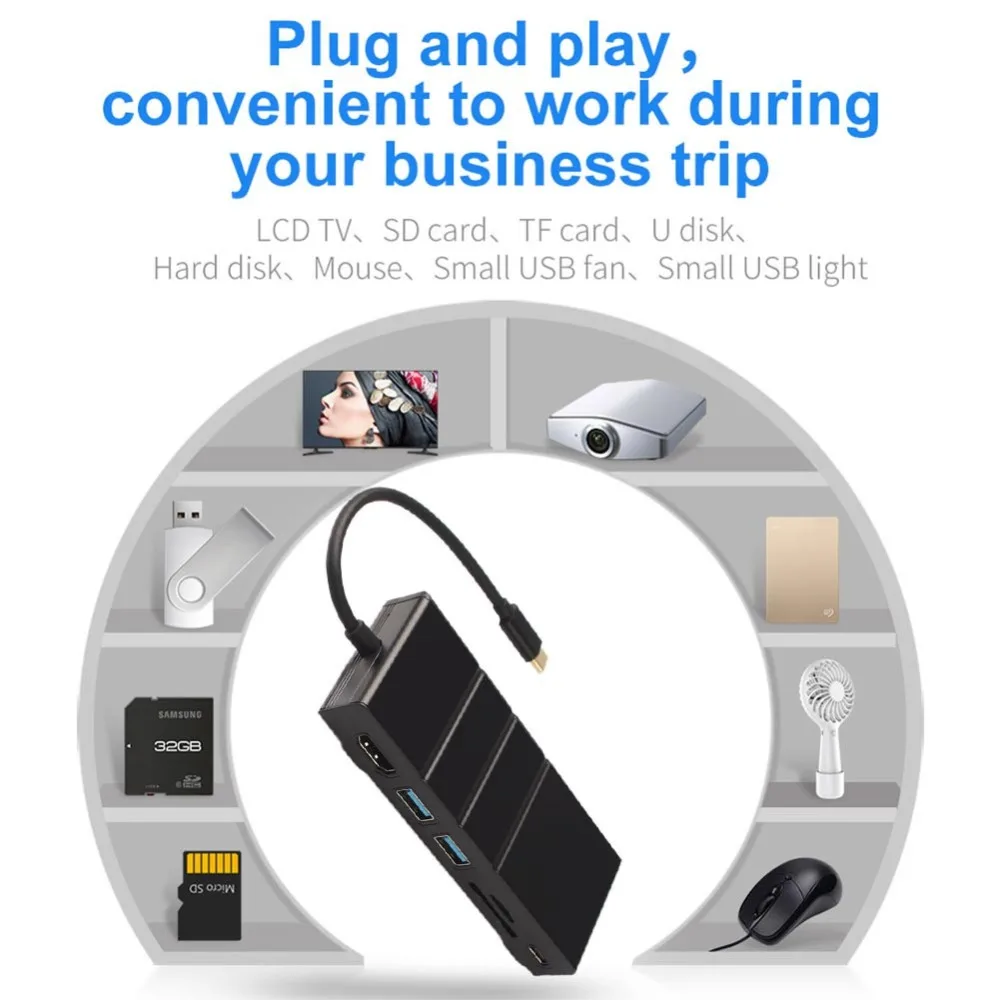 Buyincoins Многофункциональный Док станция USB C etehernet LAN HDMI 3 0 Тип зарядная док для samsung S9