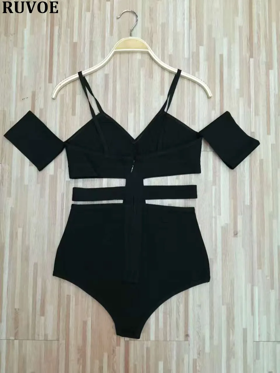 

New Bandage V-neck Straps Knitted Bodysuit Sexy Hollow Out Women Summer Jumpsuit Romper Short Sleeve Casual Overalls Beachwear