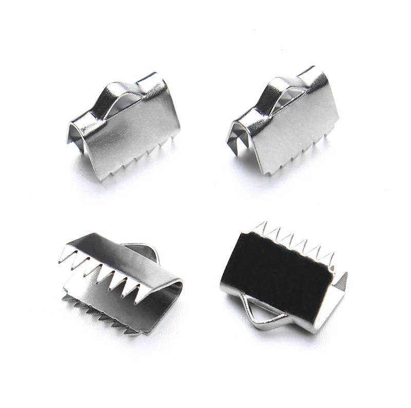 Текстурированные концевые колпачки из нержавеющей стали застежка серебряный