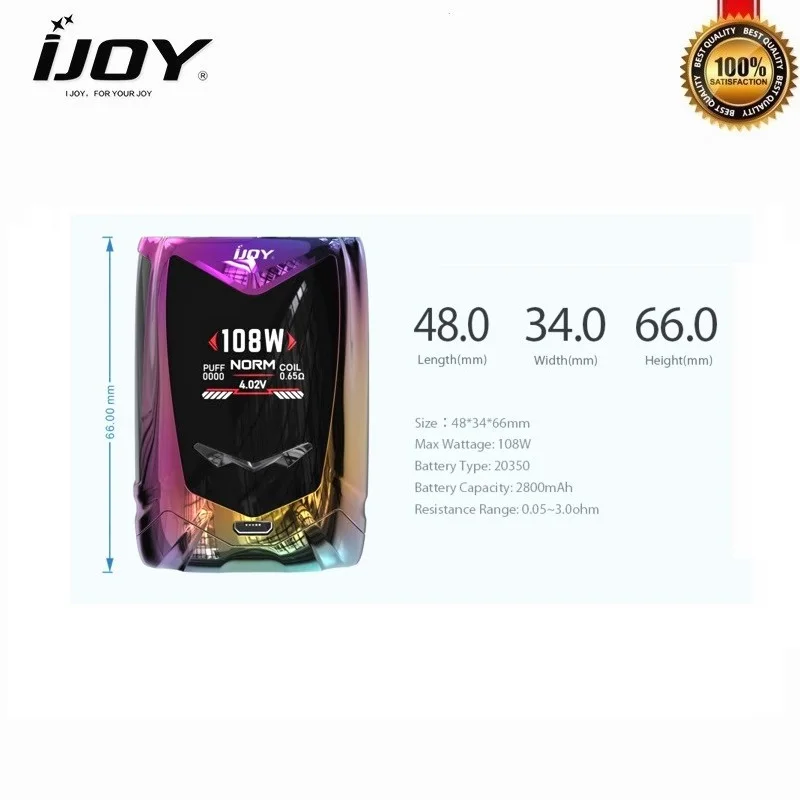 Комплект для малышей IJOY Avenger 2 мл Алмазный бак вейпа 108 ВТ бокс мод с 20350 2800 мА ·