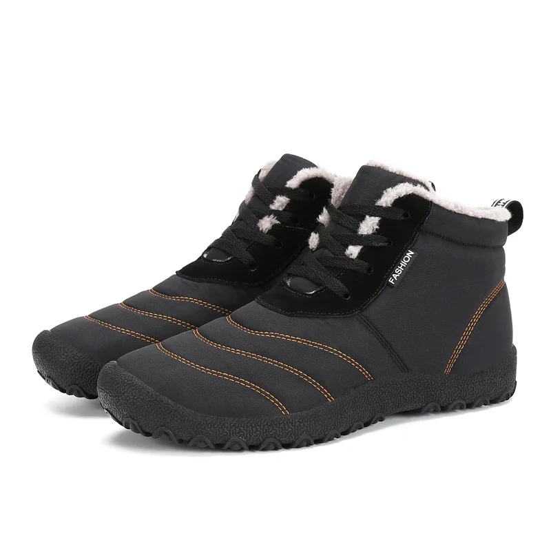 2018 Men Snow Boots Solid Color Warming Fabric Slip-on Ankle For Male Winter Outdoor Shoes Plus Size 35-46 | Обувь