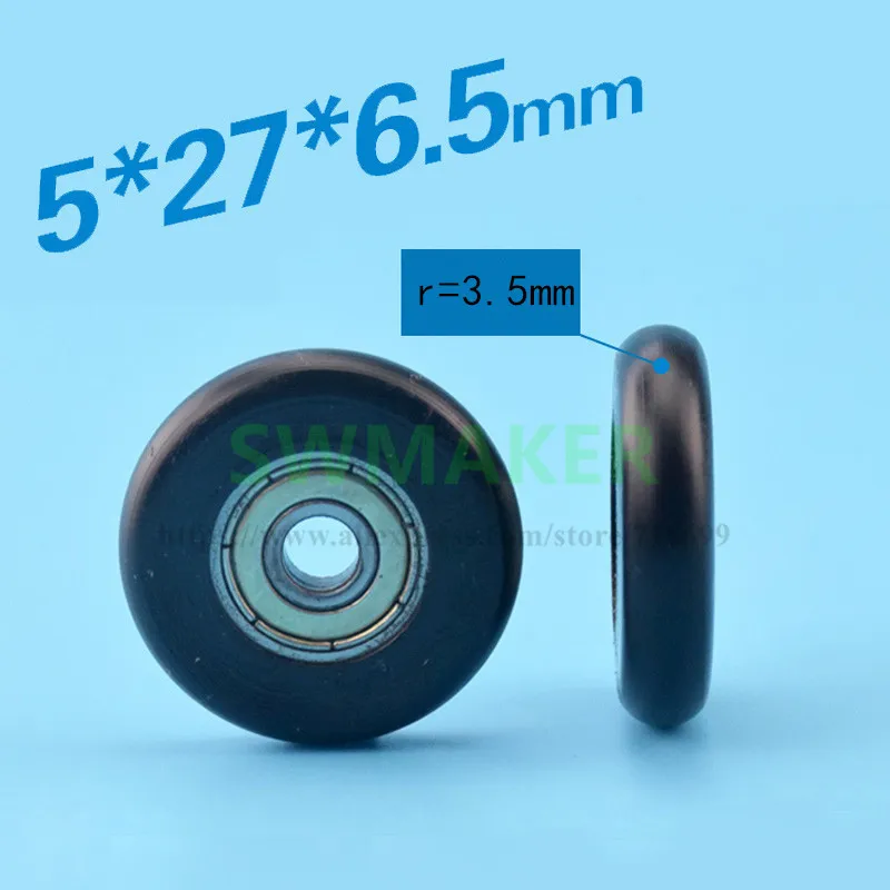 SWMAKER 5*27*6 5 шкив подшипника с нейлоновым покрытием пластиковые инъекции R тип дуги
