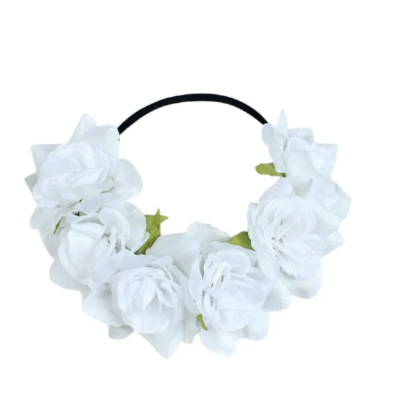 New Large Rose Flower Forehead Hair Headband Hair Crown Summer Festival Garland S1