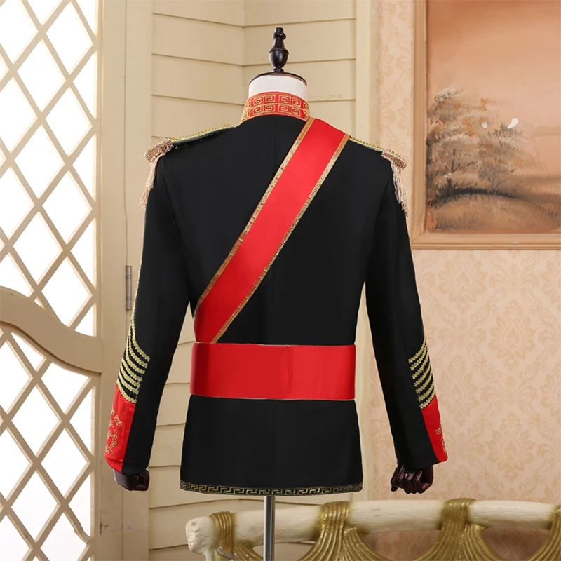 Shenrun мужские костюмы военная форма дворцовый костюм Дианы Принс Marshal Soldier Guard платье сценические костюмы Музыкальный барабан певица черный белый
