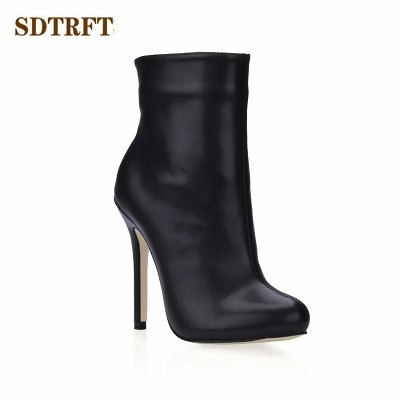 Женские ботильоны на шпильке 12 см SDTRFT ботинки мартинсы тонком каблуке с острым