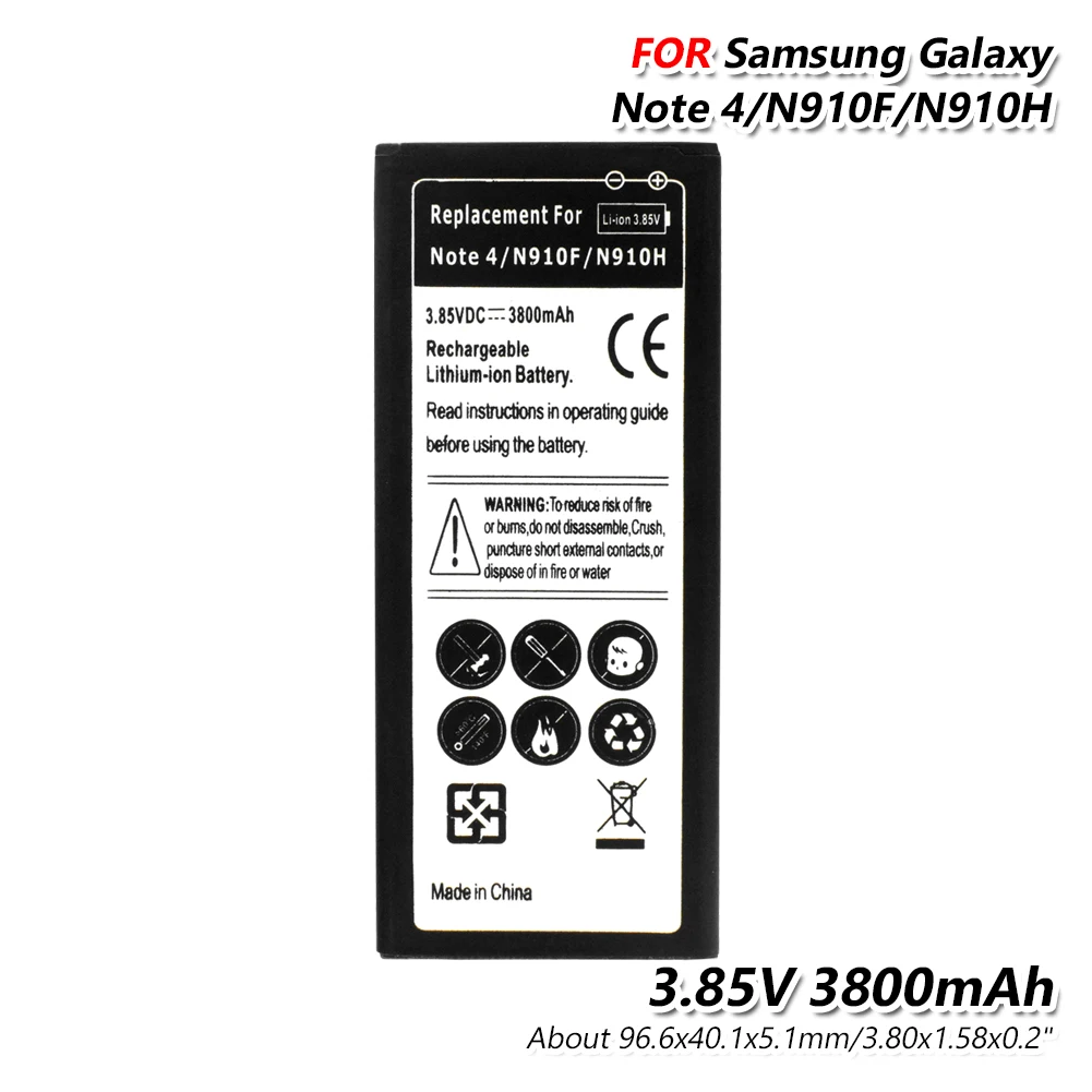 Аккумулятор литиевый для Samsung Galaxy Note 4 NOTE4 N910F N910C N910A 3 85 В 3800 мАч|Аккумуляторы