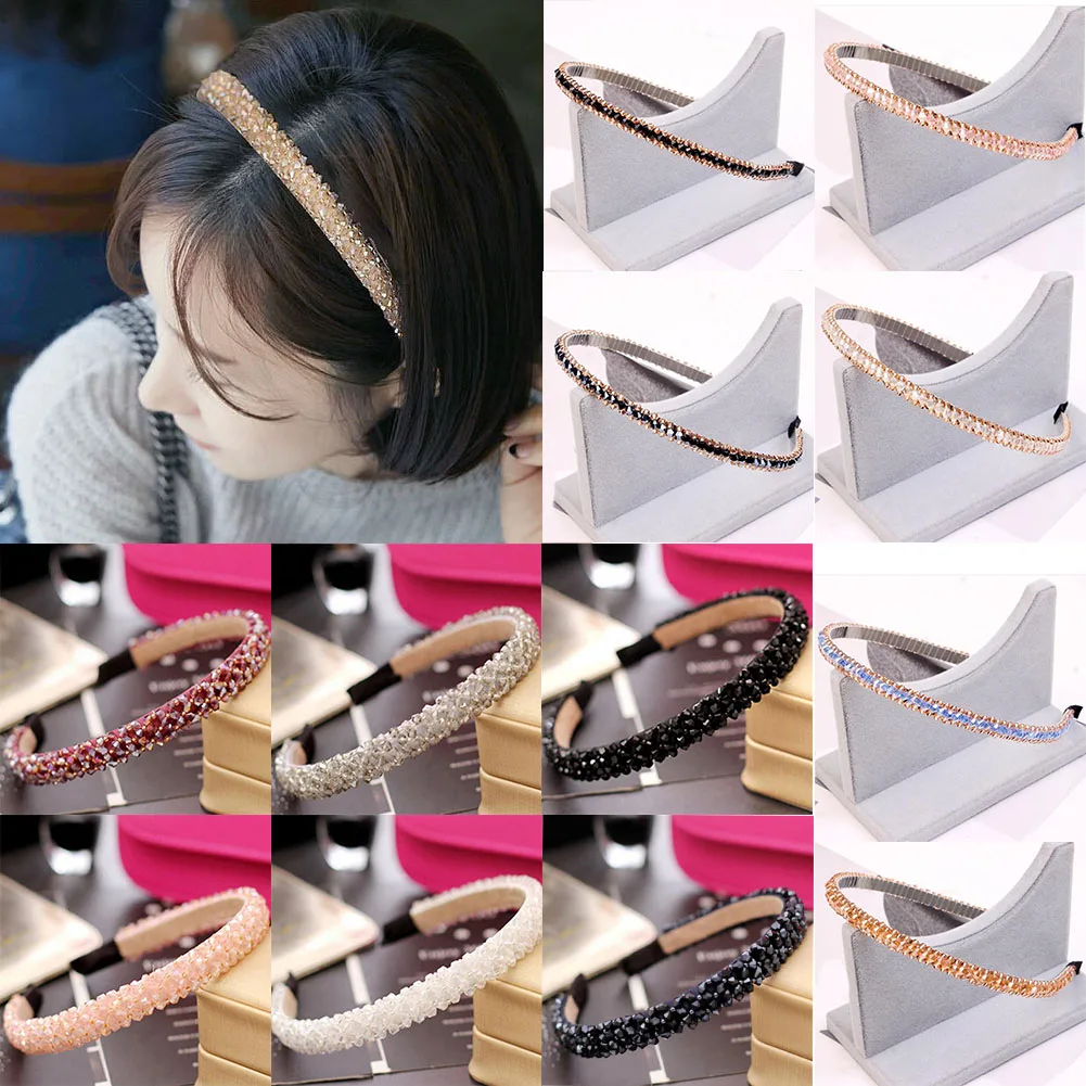 

New Shiny Rhinestone Hairbands Hair Band Crystal Hair Hoop Handmade Fish Line Beaded Headband Hair Accessories Elegant Hairbands