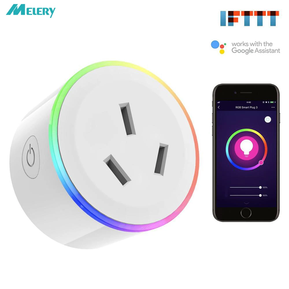 Wifi Smart Power Plug адаптер цветной светодиодный светильник мини Homekit AU Socket 15A Голосовое
