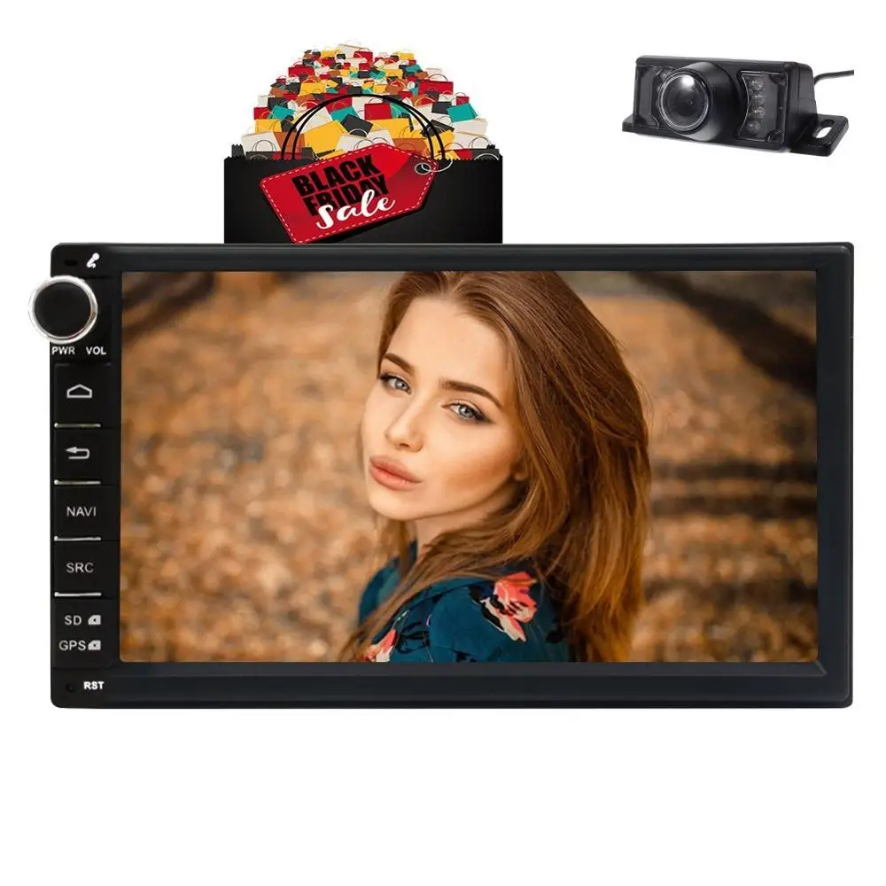 Сзади Камера + 4 ядра Android 6.0 автомобилей GPS видео плеер Дважды Дин стерео навигация