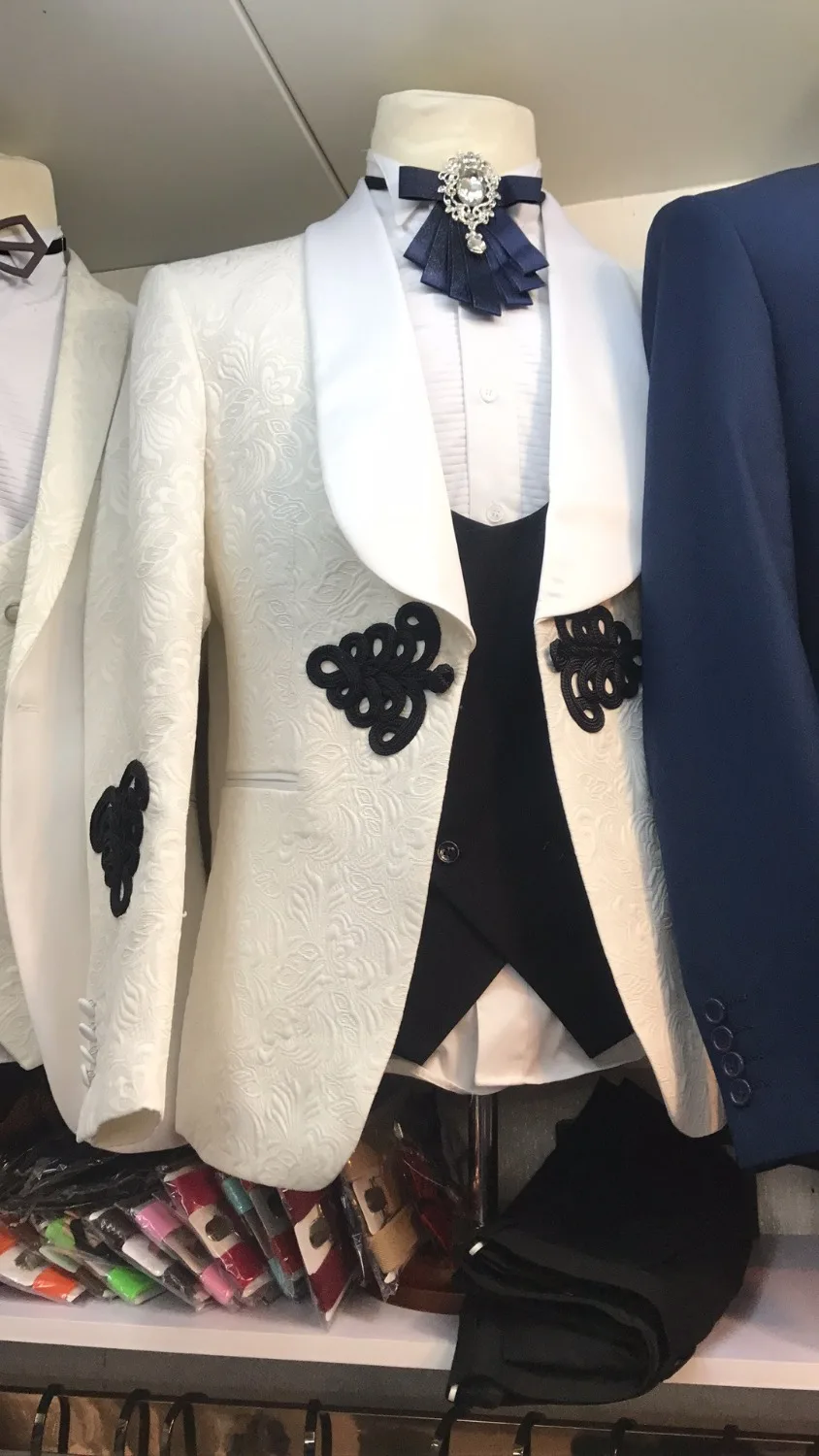 Для мужчин свадебные костюмы Slim Fit Комплект из 3 предметов смокинг жениха дружка мастер церемоний Главная сцена куртка брюки жилет певица костюм