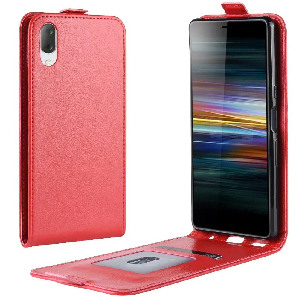 Вертикальный кожаный чехол Обложка для sony Xperia L3 L 3 I3312 I4312 I4332 5,7 дюймовый кожаный чехол-книжка на магнитной застежке чехол для телефона с карманом для карты - Цвет: Красный