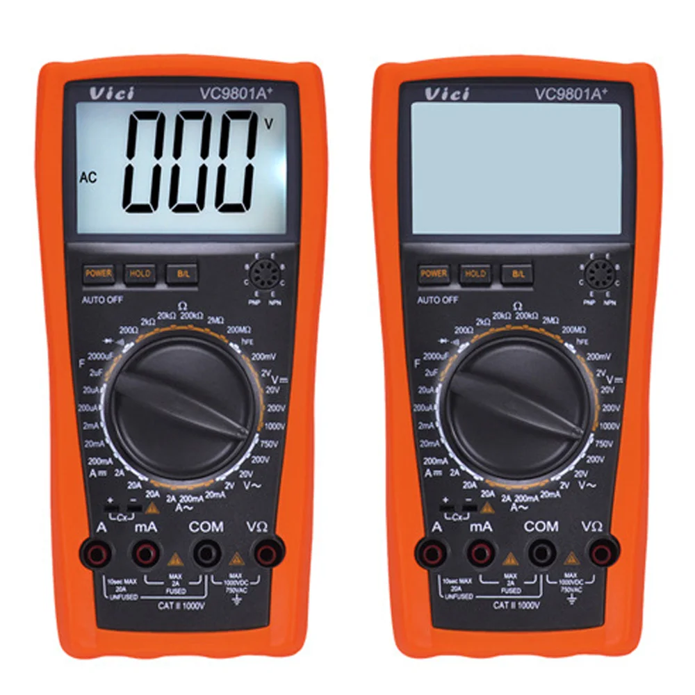 VICI VC9801A + цифровой мультиметр DMM AC/DC Амперметр Вольтметр Омметр с емкостью hFE